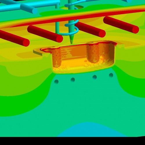 Figure 2: Temperature distribution of mold during filling of the elastomer sealing (c) SIGMA Engineering GmbH